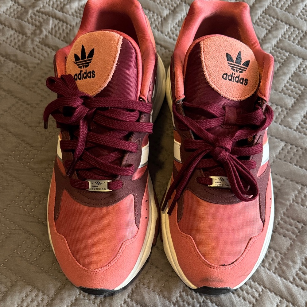 Adidas Men's Pink and Burgundy Athletic Shoes